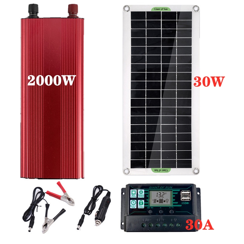 LEORY-18V-30W-Solar-Panel-12V-220V-Solar-Power-System-Battery-Charger-2000W-Inverter-USB-Kit-Complet-1841561-11