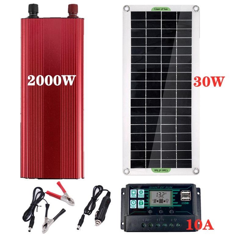 LEORY-18V-30W-Solar-Panel-12V-220V-Solar-Power-System-Battery-Charger-2000W-Inverter-USB-Kit-Complet-1841561-10