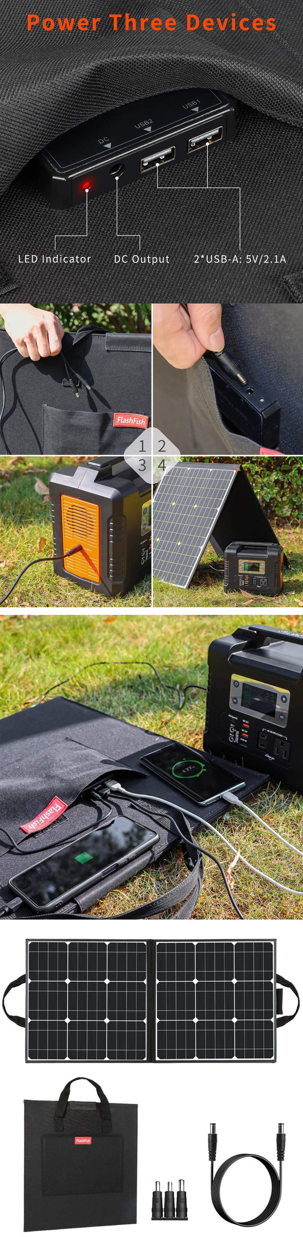 US-Direct-FLASHFISH-50W-18V-Portable-Solar-Panel-Foldable-Solar-Charger-for-Camping-Power-Generator-1912915-2