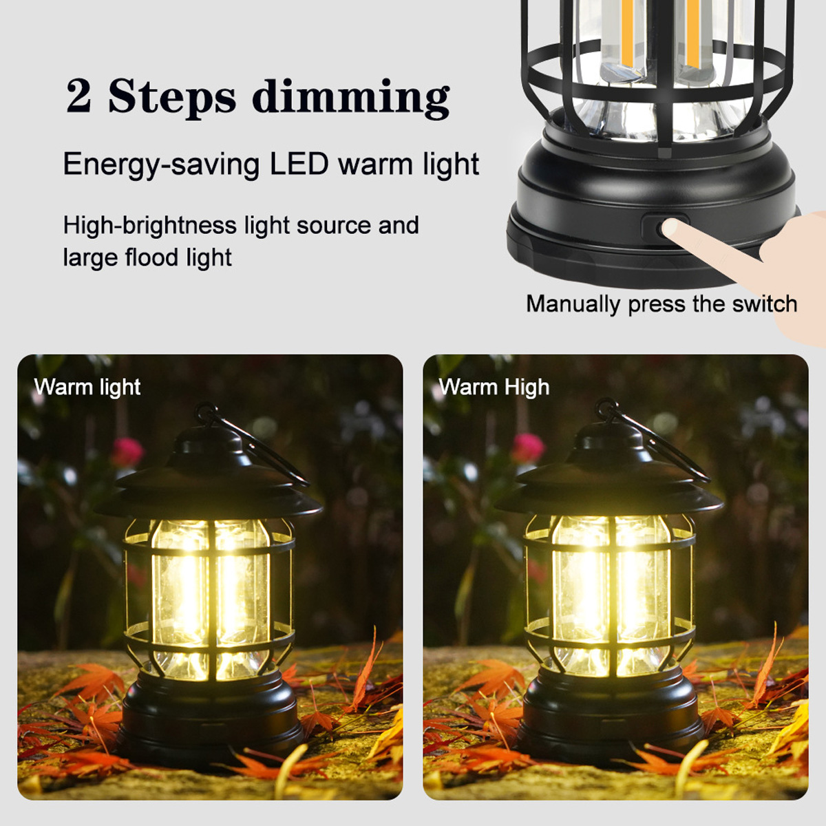 Outdoor-COB-Camping-Lamp-300LM-Retro-Light-Portable-Emergency-Lighting-Tent-Kerosene-Lantern-For-Hik-1930684-2