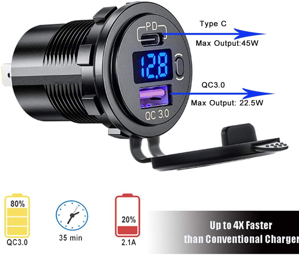 Bakeey-12V-Motorcycle-LED-Display-Dual-Output-USB--Type-C-PD30-QC30-with-Touch-Switch-Car-Charger-fo-1874911-1