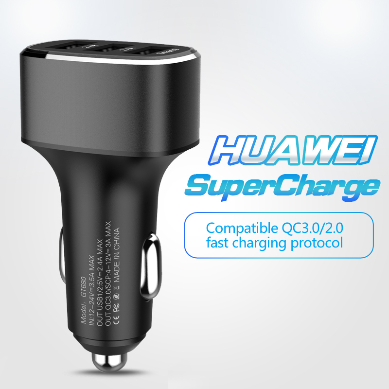 Bakeey-3-Ports-USB-Car-Charger-Compatible-with-Huawei-40W225W-Super-Fast-ChargingOPPO-65W-SuperVOOC--1928683-1