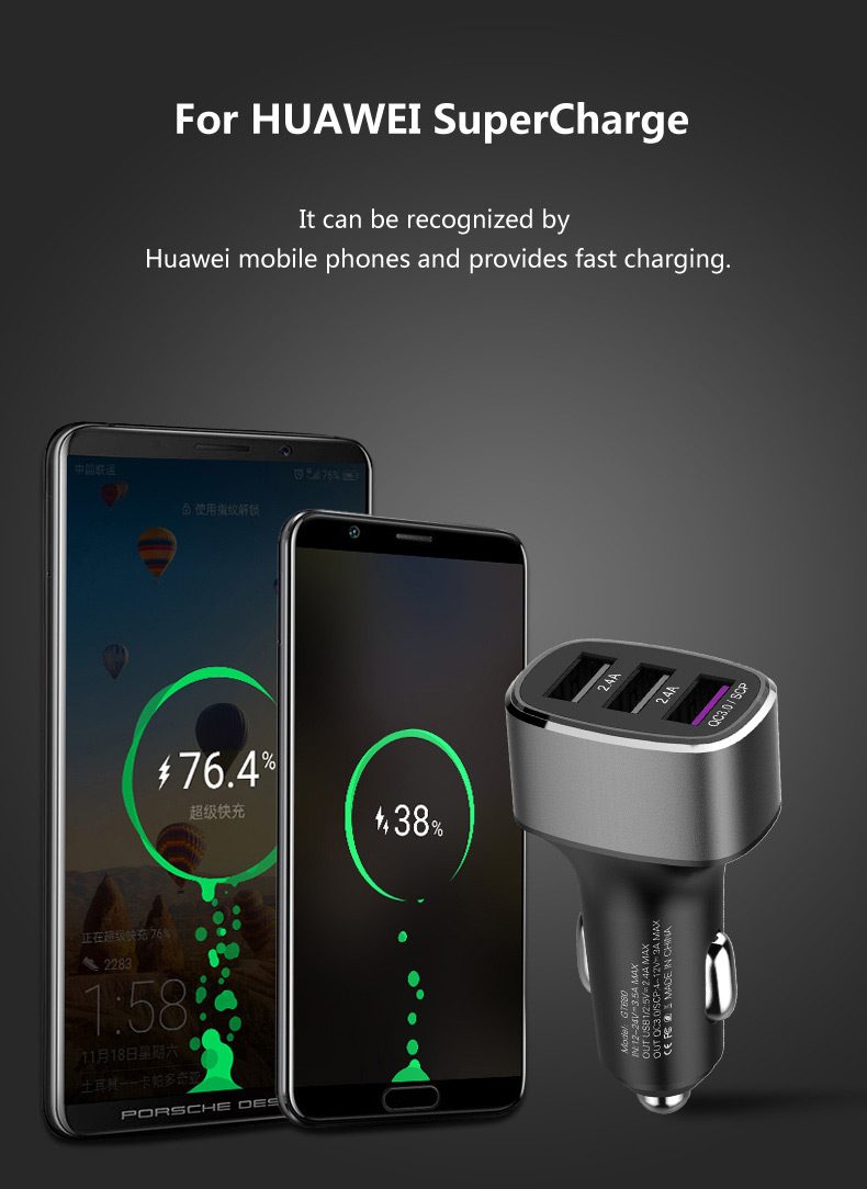 Bakeey-3-Ports-USB-Car-Charger-Compatible-with-Huawei-40W225W-Super-Fast-ChargingOPPO-65W-SuperVOOC--1928683-4