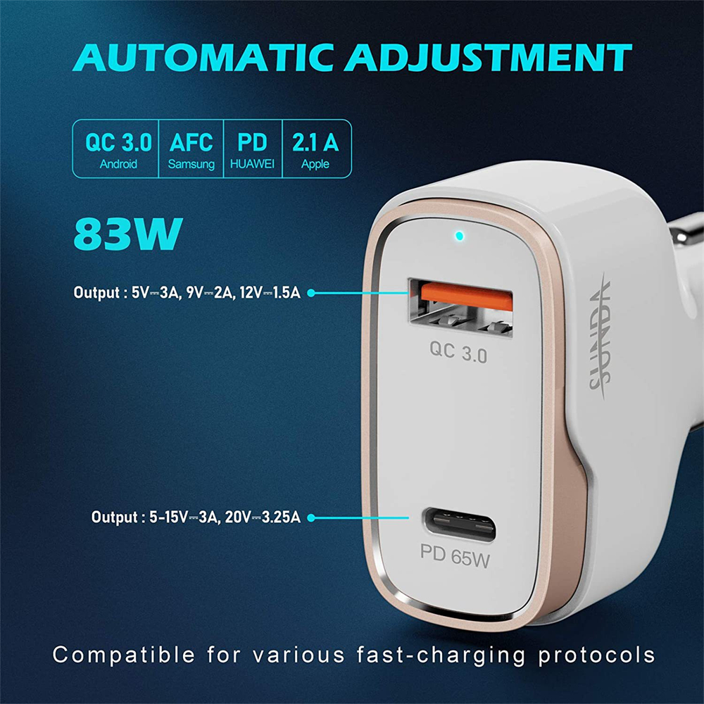 Bakeey-83W-2-Port-USB-Car-Charger-USB-C-PD-65WQC30-18W-Support-AFC-Fast-Charging-For-iPhone-13-13-Mi-1930610-2