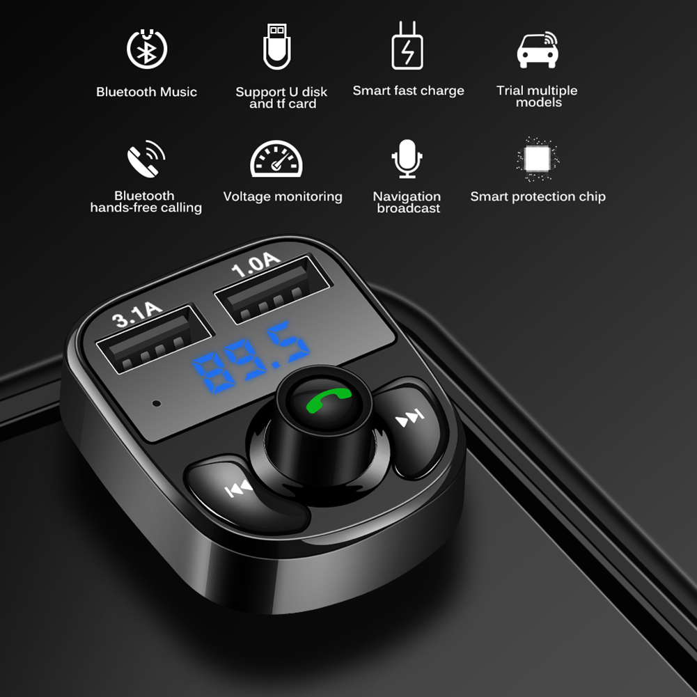 Bakeey-Dual-31A-Ports-bluetooth-USB-FM-Player-AUX-Transmitter-Hands-Free-Car-Charger-Radio-Receiver--1848462-1