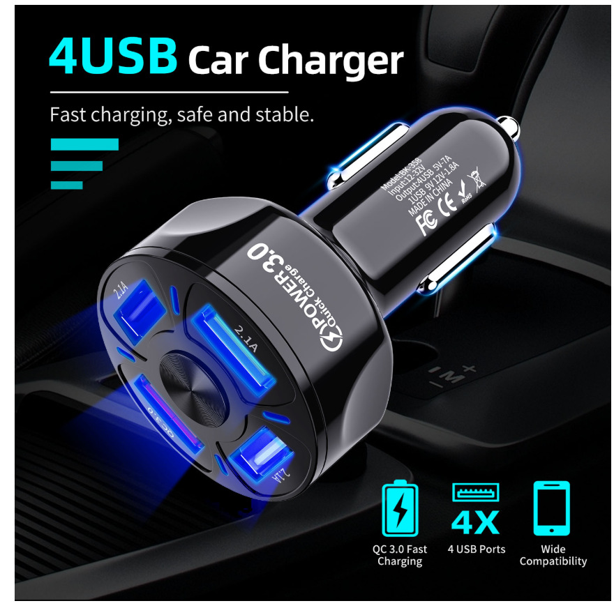 Bakeey-QC30-4-USB-31A-Car-Charger-Fast-Charging-For-iPhone-12-Pro-Max-Mini-OnePlus-8Pro-8T-1790597-1