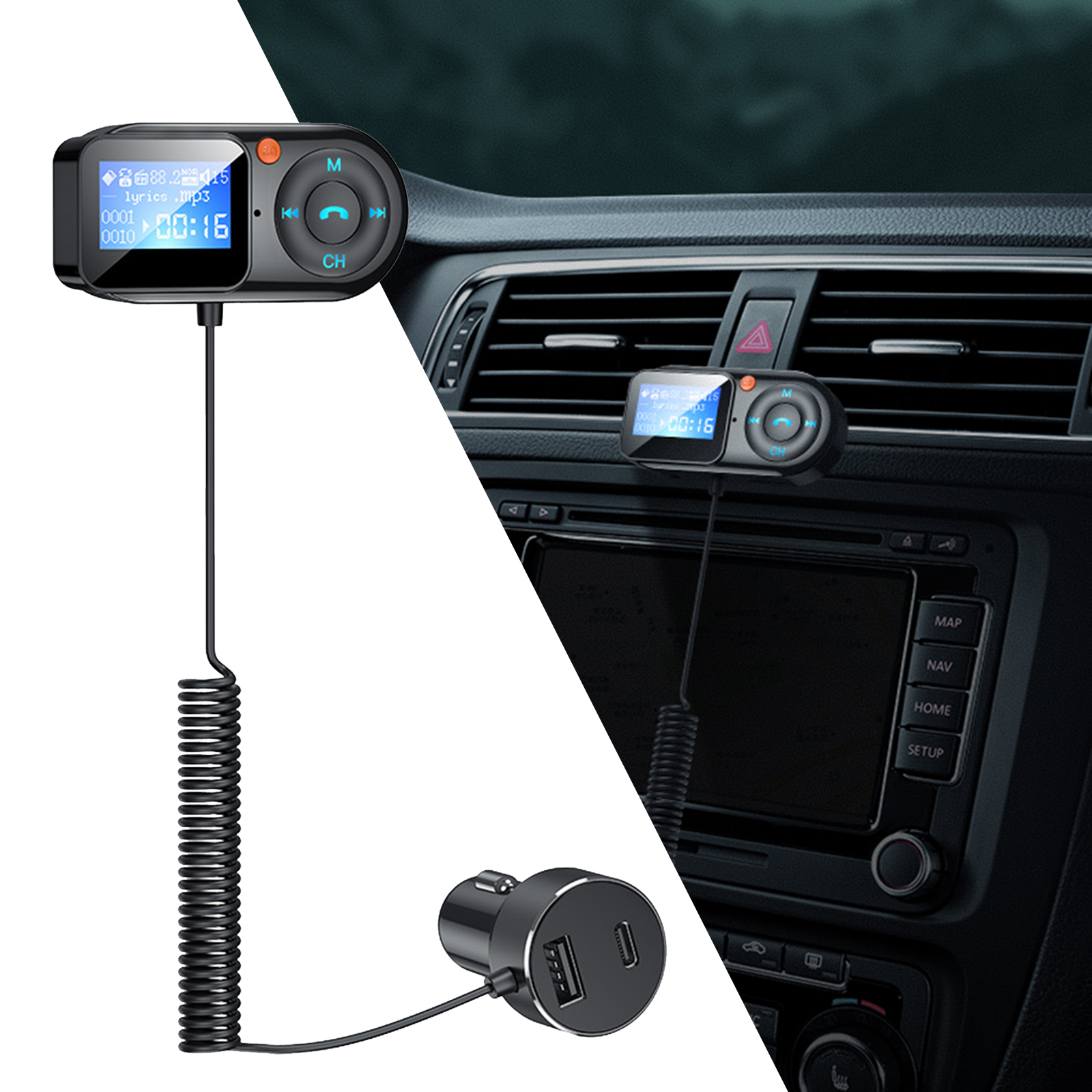 Bakeey-T1-Car-FM-Transmitter-bluetooth-MP3-Player-Handsfree-USB-Charger-Support-TF-Card-Music-Player-1872998-1