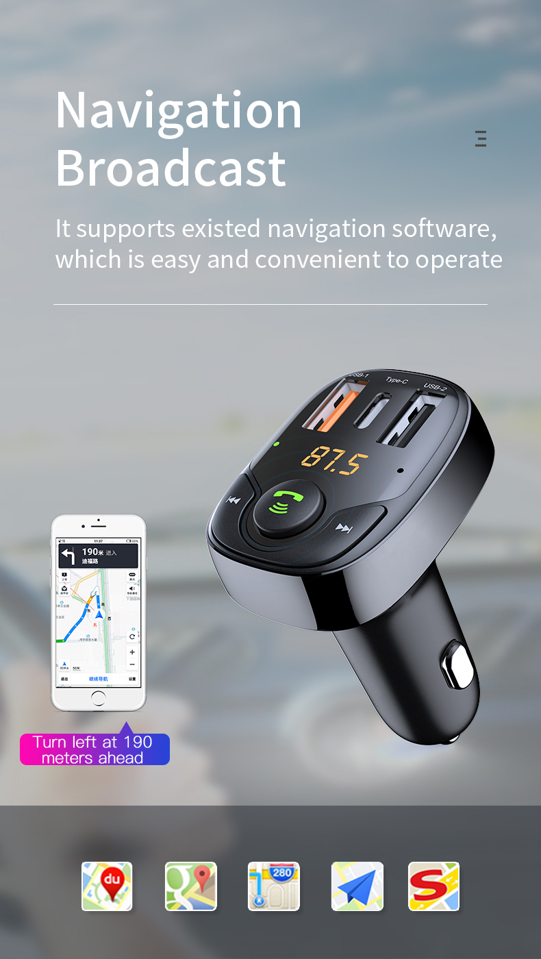 Bakeey-bluetooth-V50-FM-Transmitter-Car-Charger-Support-AFC-SCP-QC30-USB--USB-C-PD-Adapter-Fast-Char-1941228-2