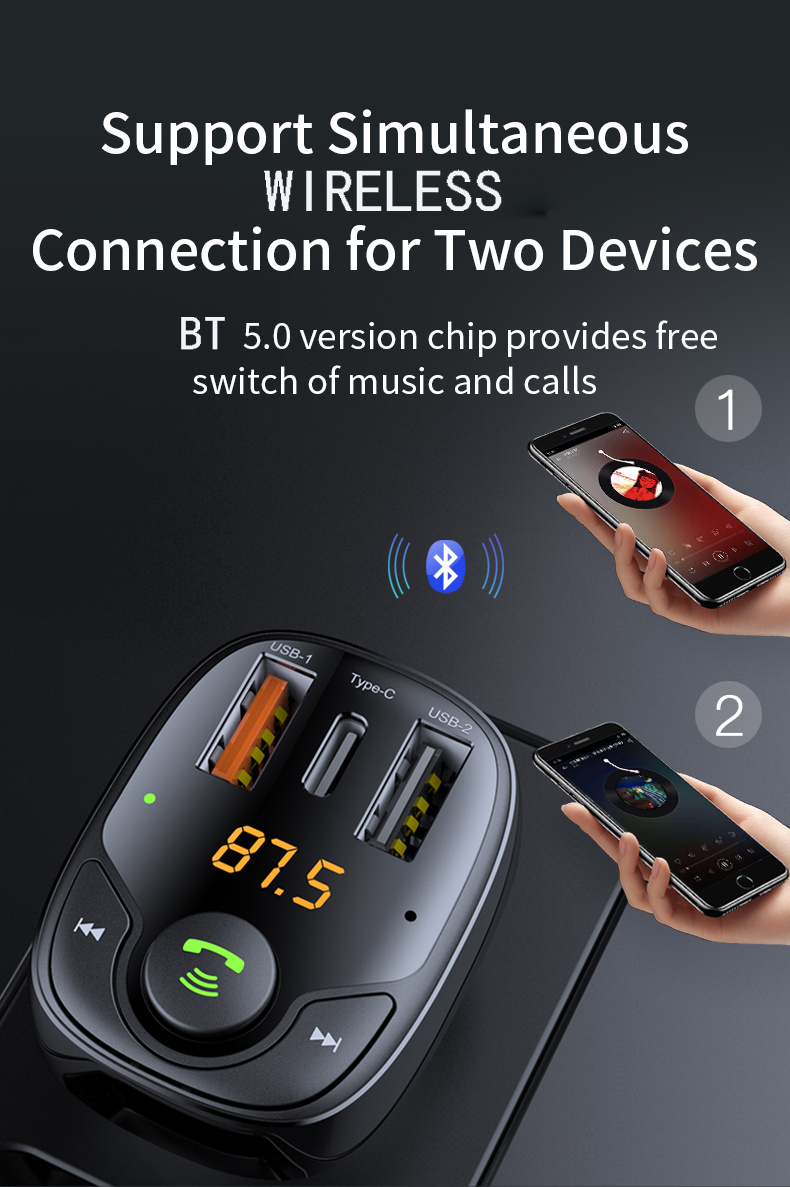 Bakeey-bluetooth-V50-FM-Transmitter-Car-Charger-Support-AFC-SCP-QC30-USB--USB-C-PD-Adapter-Fast-Char-1941228-3