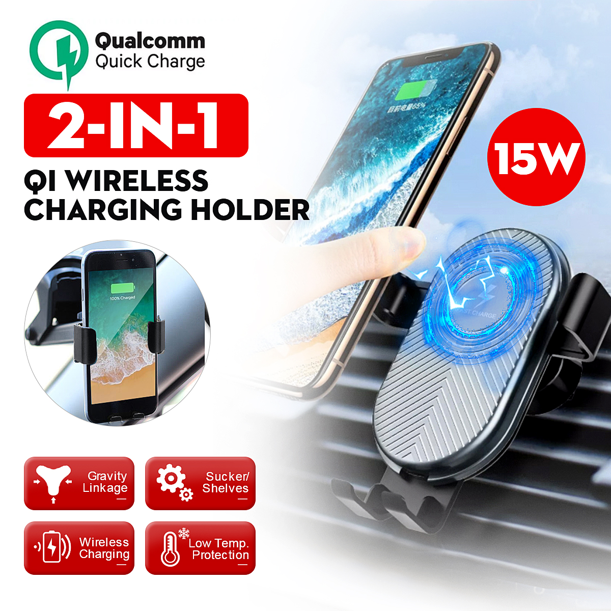 15W-Qi-Wireless-Charger-Fast-Charging-Gravity-Linkage-Air-Vent-Car-Phone-Holder-For-40-65-Inch-Smart-1572801-1