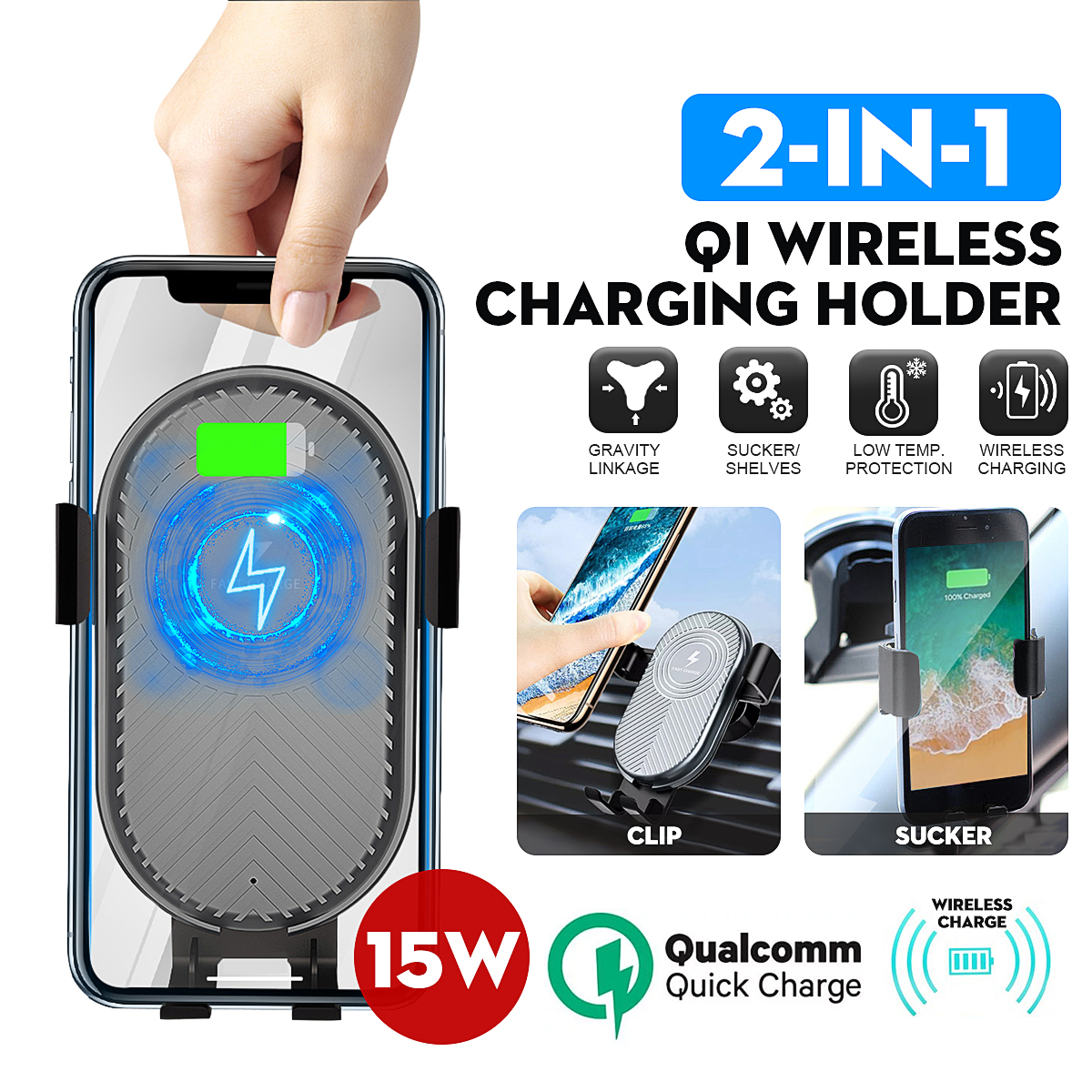 15W-Qi-Wireless-Charger-Fast-Charging-Gravity-Linkage-Air-Vent-Car-Phone-Holder-For-40-65-Inch-Smart-1572801-2