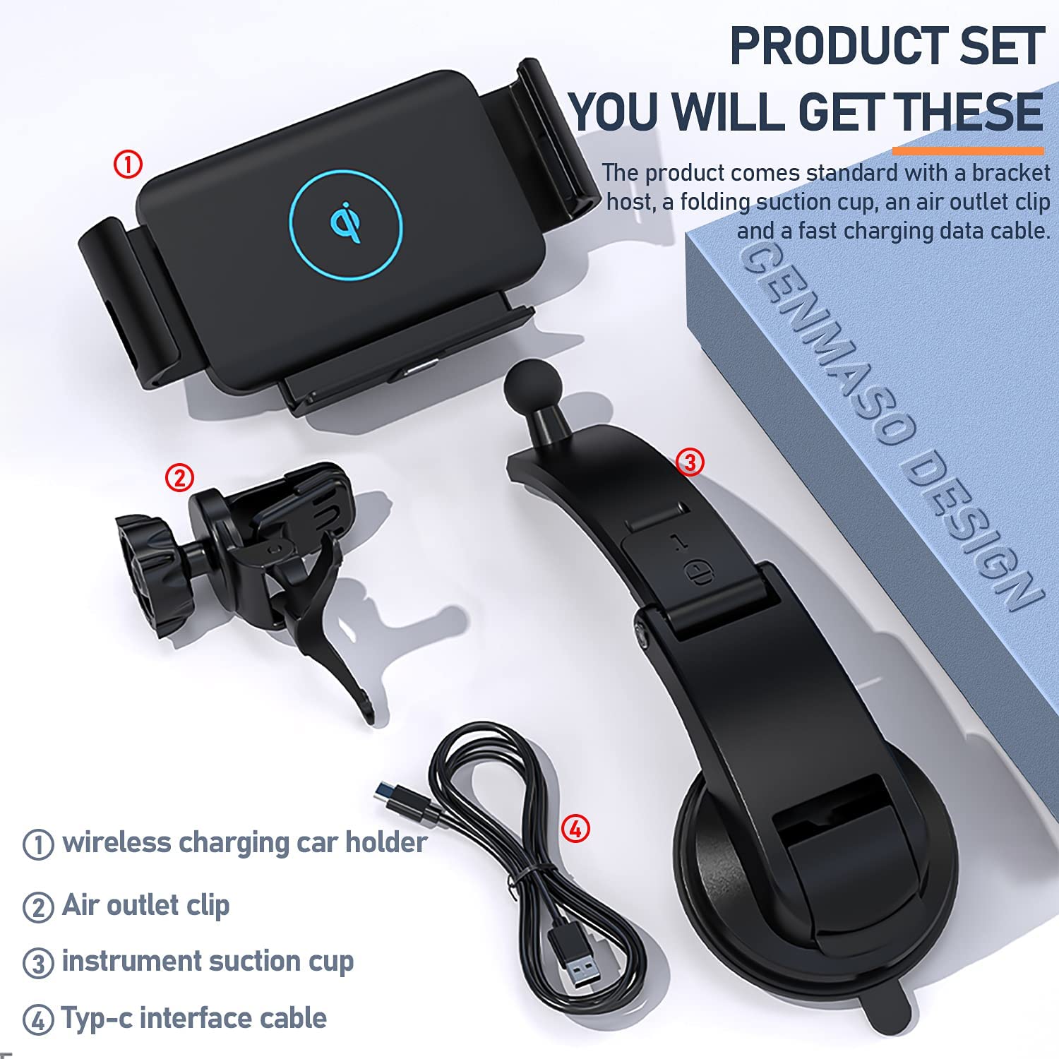 Bakeey-15W10W75W-Car-Wireless-Charging-Holder-Induction-Telescopic-Center-Console-Suction-Cup-Bracke-1934733-9