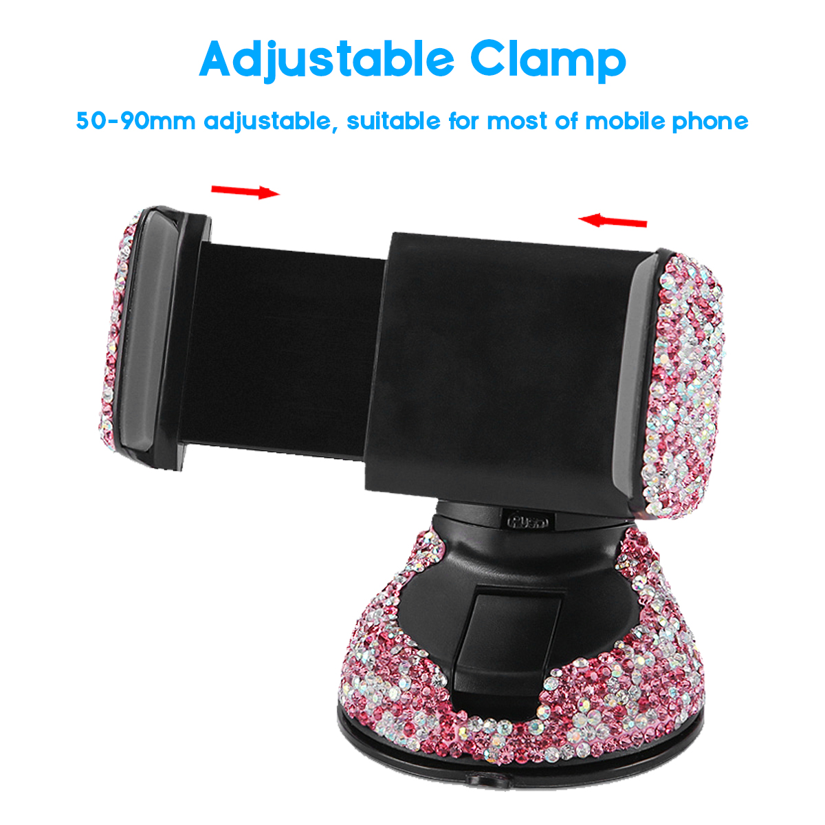 Bakeey-H16201-Car-Phone-Holder-360deg-Rotatable-Adjustable-Clamp-rhinestones-crystal--Holder-for-Air-1812265-4