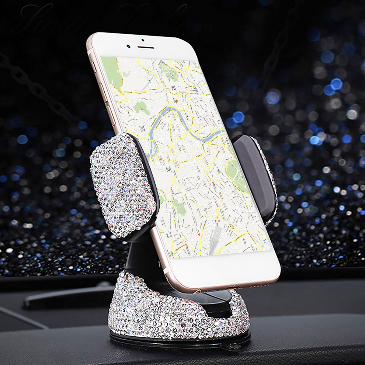 Bakeey-H16201-Car-Phone-Holder-360deg-Rotatable-Adjustable-Clamp-rhinestones-crystal--Holder-for-Air-1812265-6