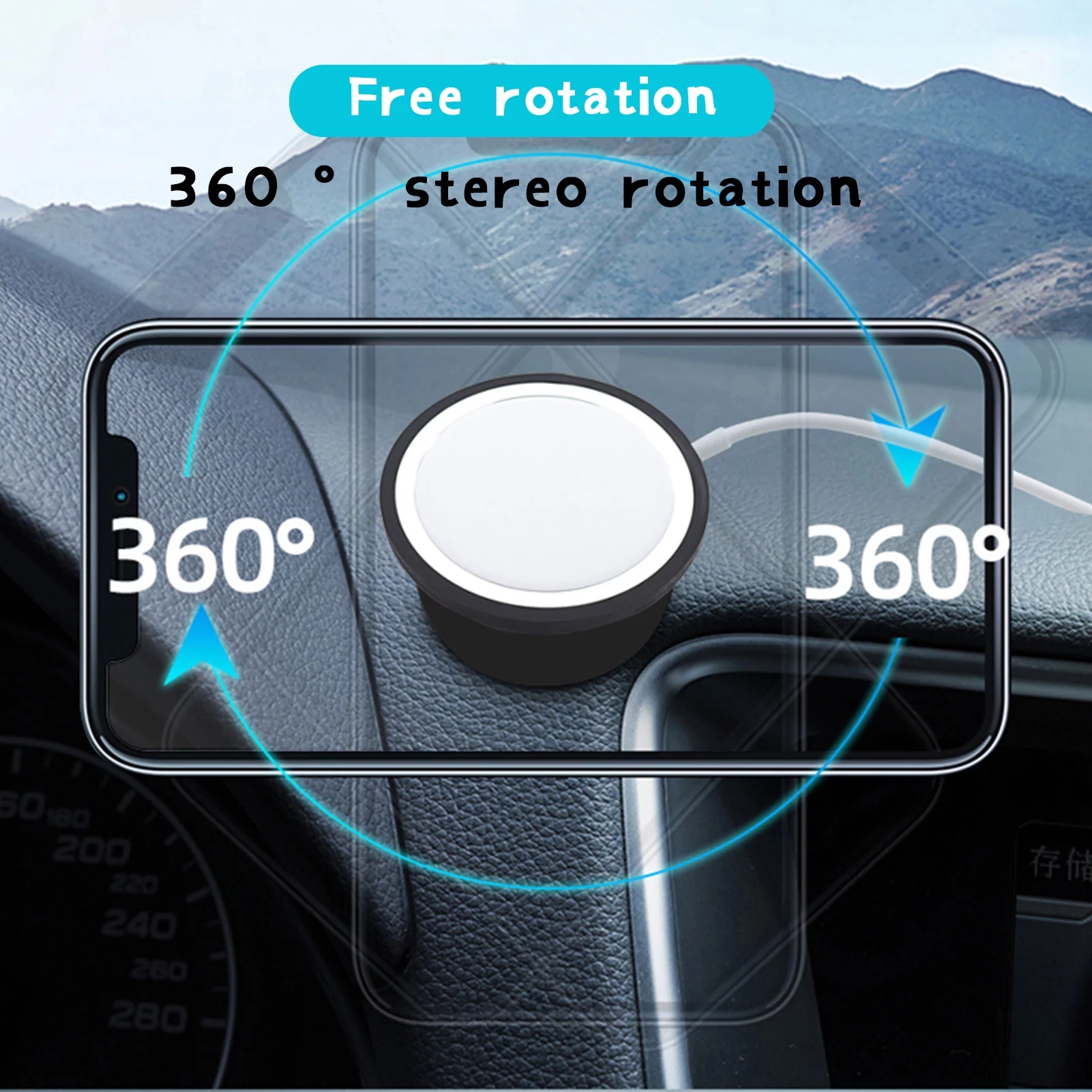 Bakeey-MagSafe-Wireless-Charger-360deg-Rotation-Adjustable-Car-Air-Vent--Dashboard-Holder-Phone-Stan-1785494-2