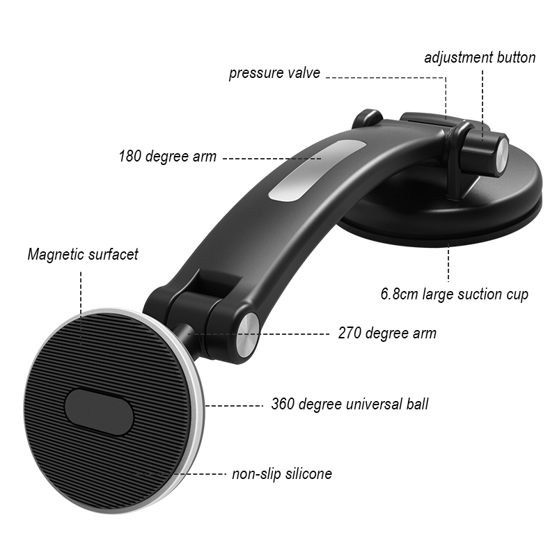 Bakeey-Magnetic-360deg-Rotation-Flexible-Adjustable-Arm-Car-Suction-Cup-Dashboard-Mobile-Phone-Holde-1907378-9