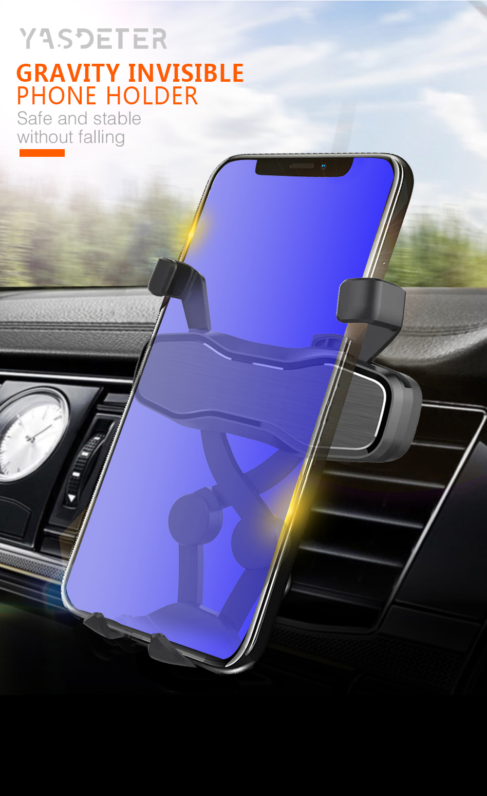 Bakeey-Metal-Gravity-Linkage-Air-Vent-Car-Phone-Holder-For-40-65-Inch-Smart-Phone-Samsung-iPhone-Xia-1556461-1