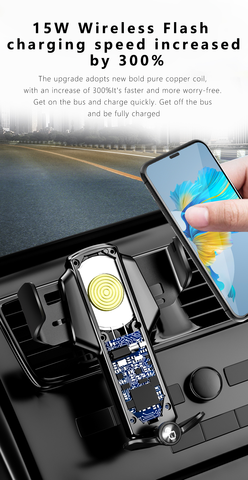 Bakeey-Q12-360deg-Rotating-15W-Qi-Wireless-Fast-Charging-Gravity-Sensor-Car-Air-Vent-Mount-Bracket-F-1922590-5