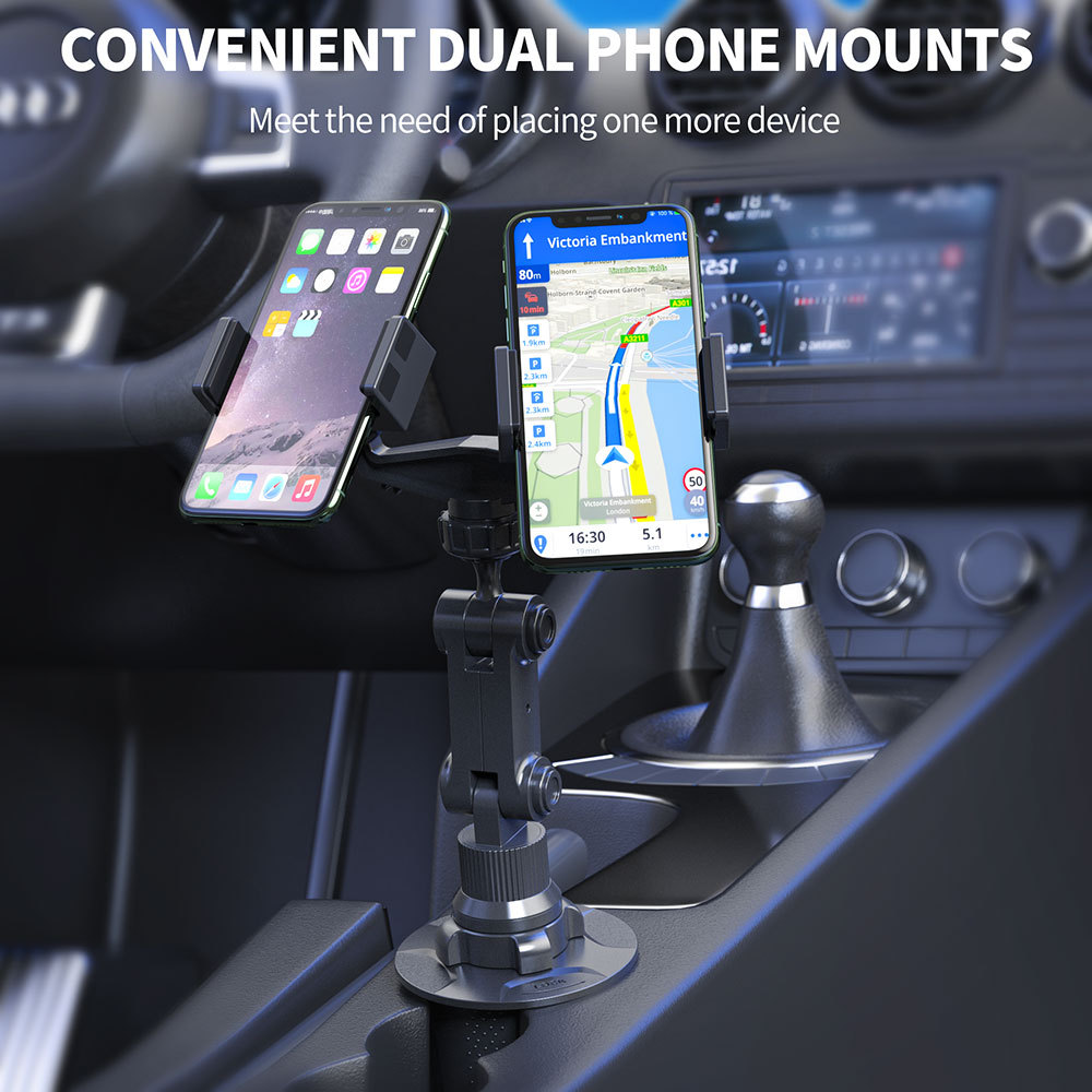 Bakeey-Rotary-Double-Collet-Car-Universal-Holder-Multifunctional-Navigation-Phone-Holder-For-iPhone--1929473-1
