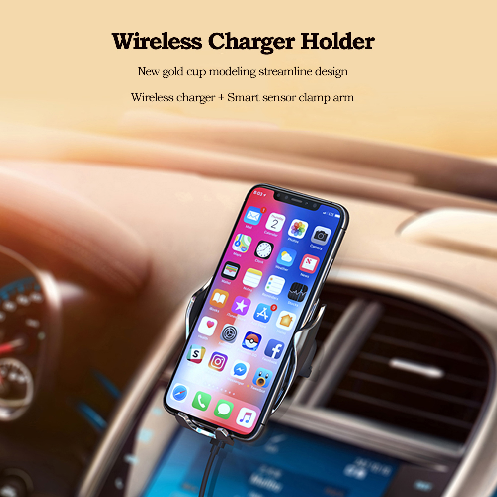 Bakeey-Tempered-Glass-10W-Qi-Wireless-Charger-Smart-Sensor-Air-Vent-Car-Phone-Holder-For-40-65-Inch--1553576-1