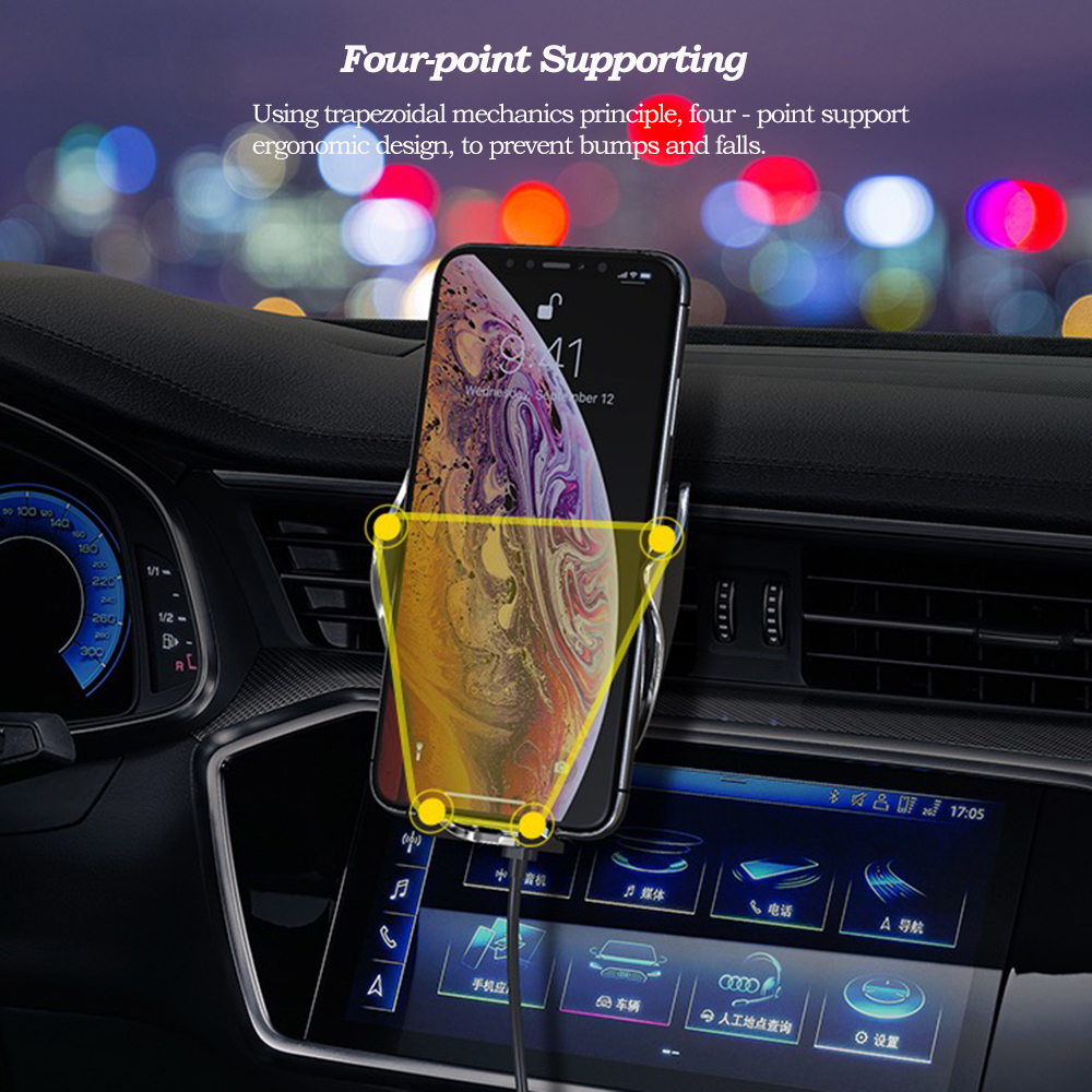Bakeey-Tempered-Glass-10W-Qi-Wireless-Charger-Smart-Sensor-Air-Vent-Car-Phone-Holder-For-40-65-Inch--1553576-5