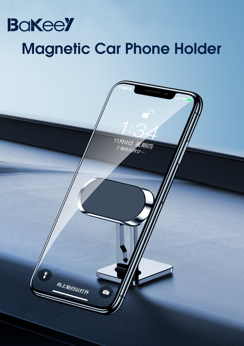 Bakeey-Universal-360deg-Rotation-Magnetic-Car-Dashboard-Mobile-Phone-Holder-Stand-Bracket-with-Cable-1898180-1