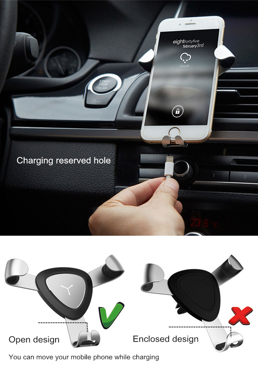 Bakeeytrade-Gravity-Linkage-Auto-Lock-Metal-Car-Air-Vent-Phone-Holder-Stand-for-Xiaomi-Mobile-Phone-1203097-5