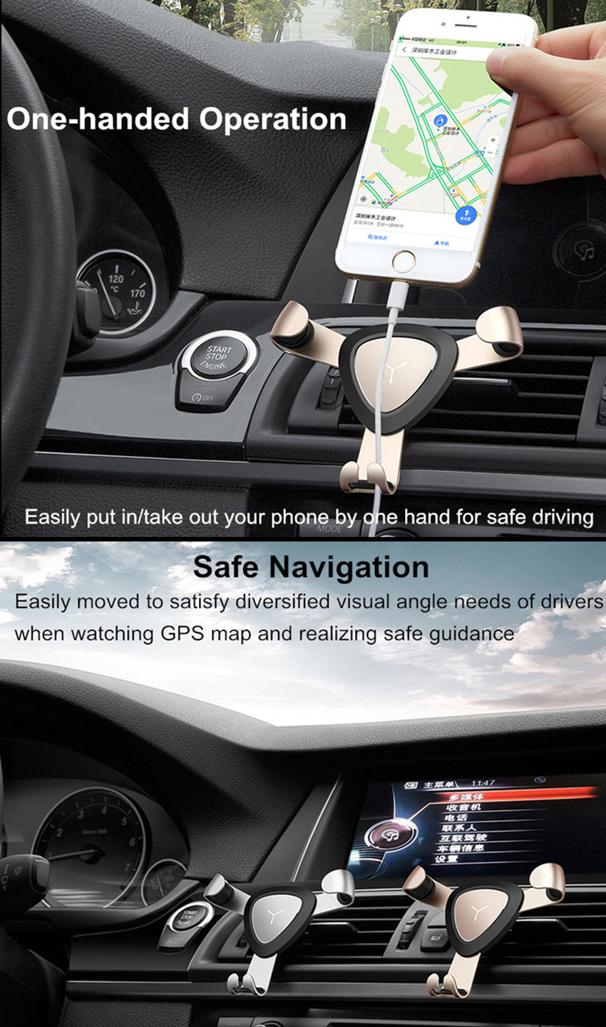 Bakeeytrade-Gravity-Linkage-Auto-Lock-Metal-Car-Air-Vent-Phone-Holder-Stand-for-Xiaomi-Mobile-Phone-1203097-7