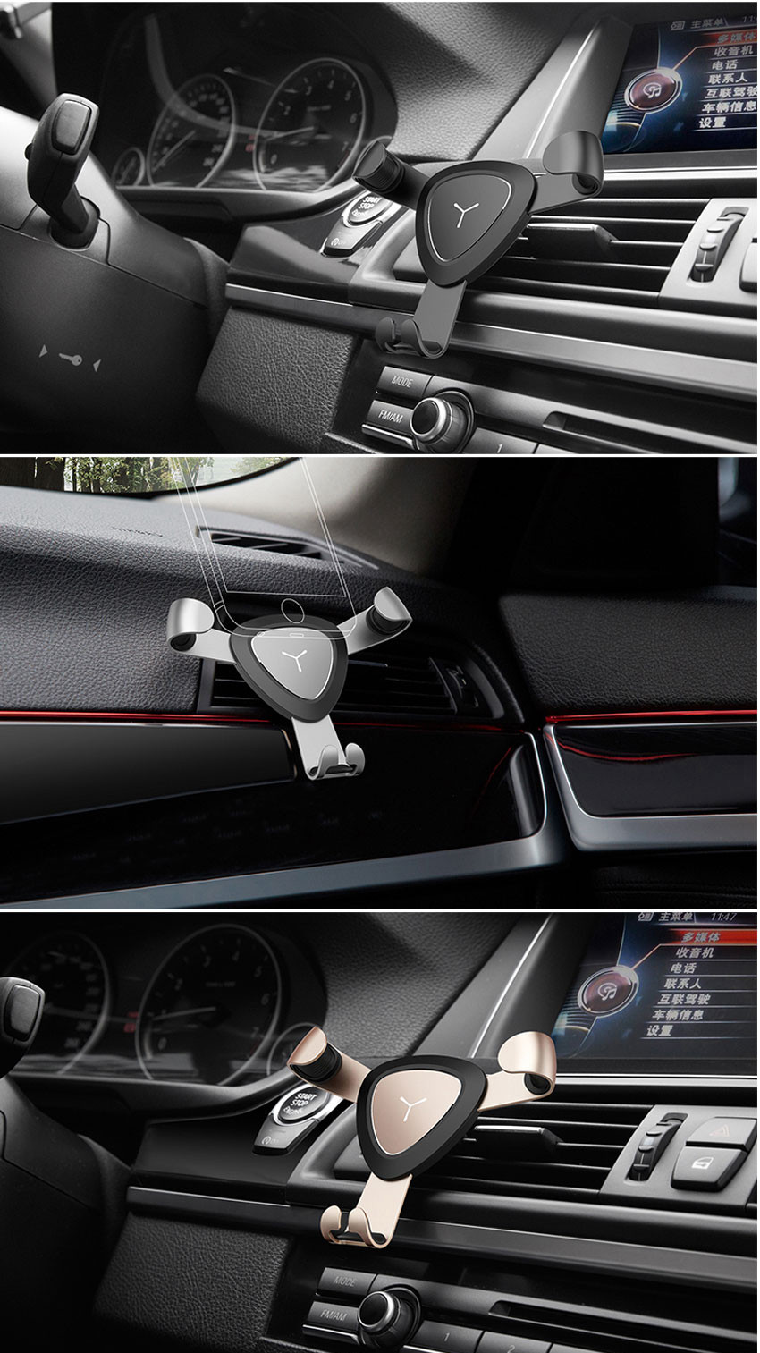 Bakeeytrade-Gravity-Linkage-Auto-Lock-Metal-Car-Air-Vent-Phone-Holder-Stand-for-Xiaomi-Mobile-Phone-1203097-10