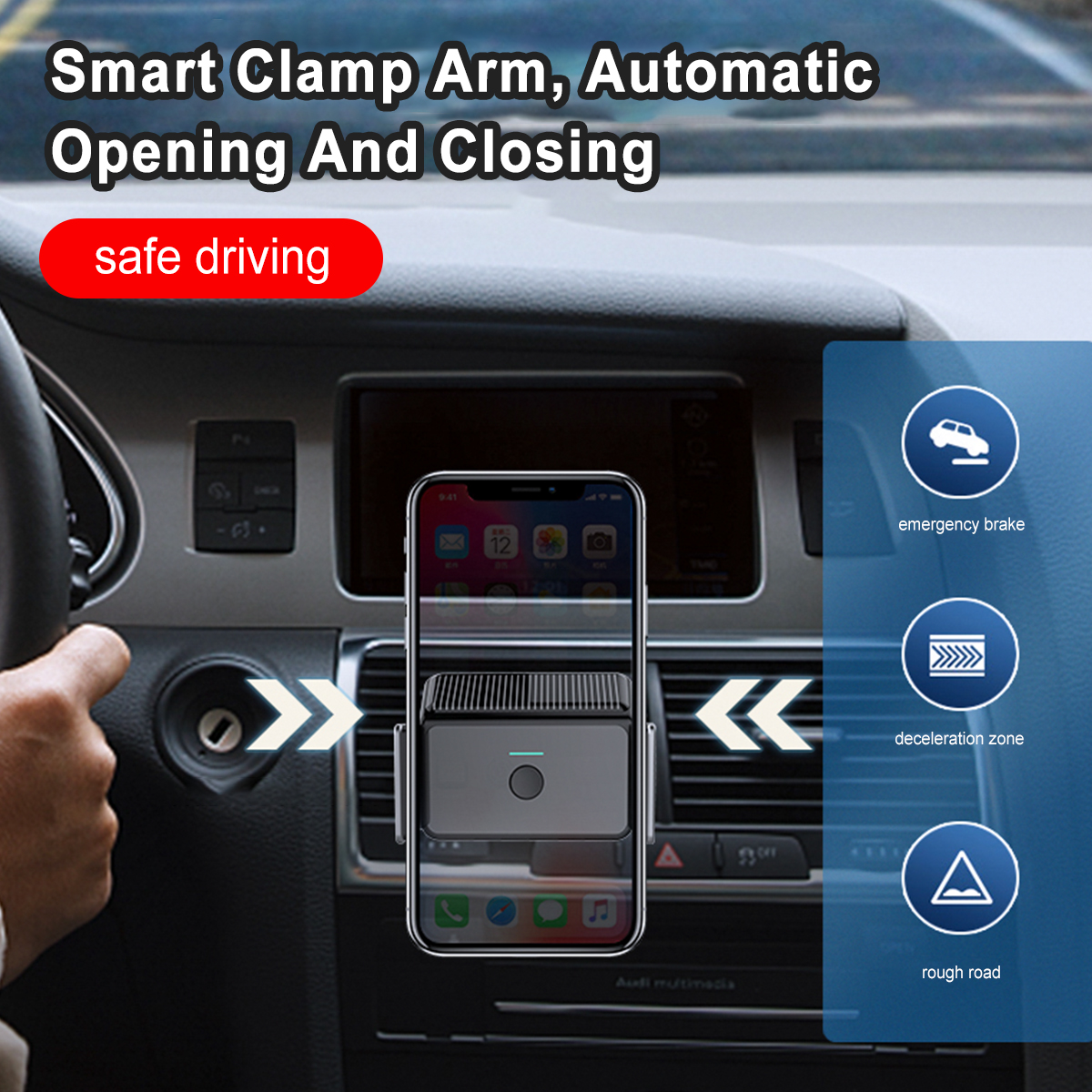 Car-Air-Vent-Bicycle-Mobile-Phone-Holder-Solar-Powered-Smart-Clamp-Arm-Automatic-Opening-and-Closing-1882463-2