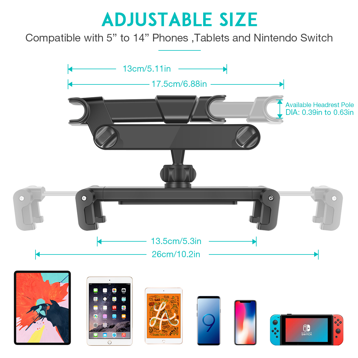 SAWAKE-Universal-Car-Headrest-Tablet-Mount-360deg-Rotating-Adjustable-Auto-Seat-Back-Phone-Holder-St-1822347-10