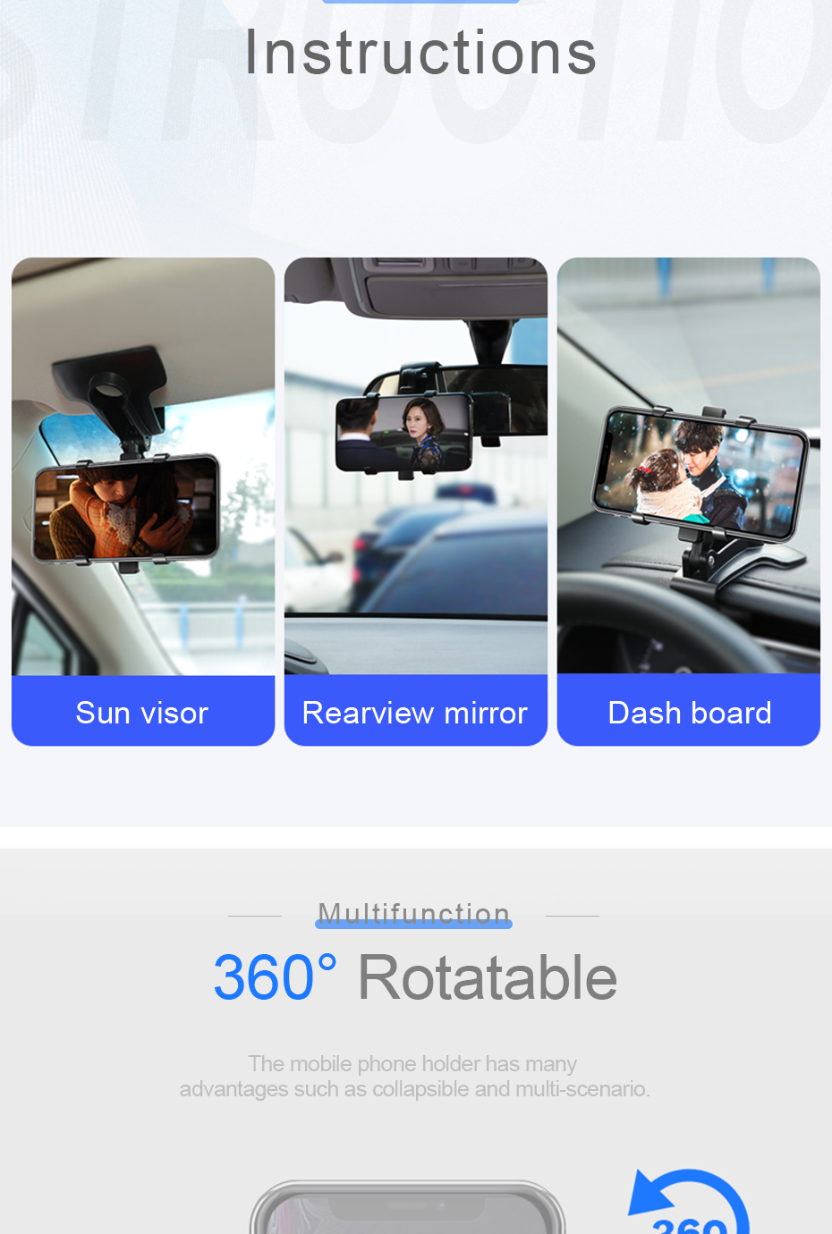 Universal-360deg-Rotatable-Car-Dashboard-Sun-Visor-Rear-View-Mirror-Mobile-Phone-Holder-Stand-for-3--1871036-3