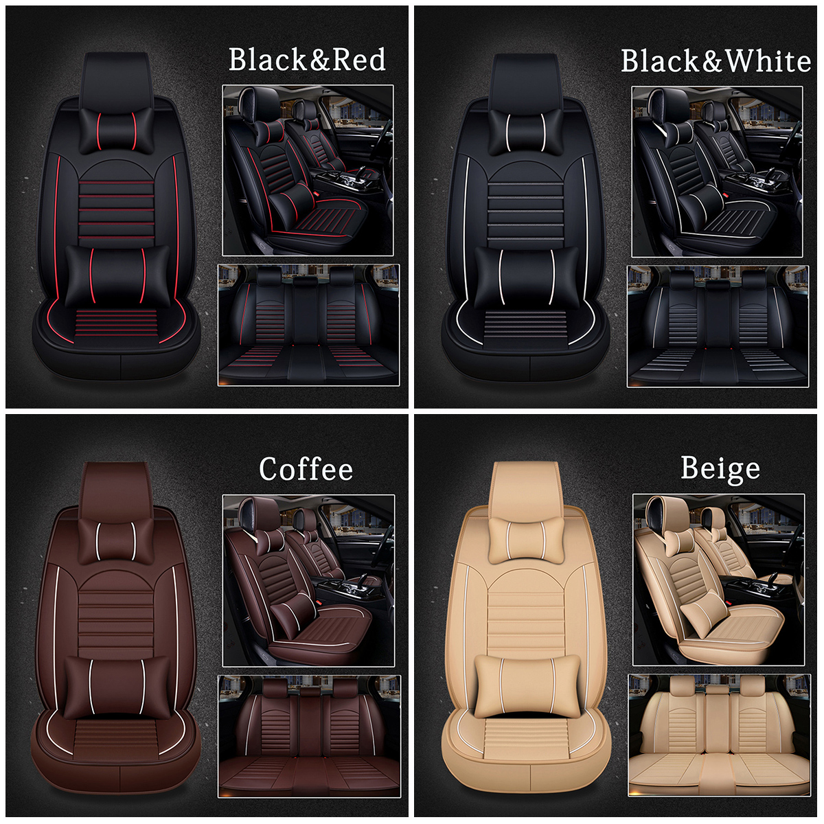 Universal-Wear-Resistant-Front--Rear-PU-Leather-Semi-Enclosed-Car-Seat-Cover-Set-1823458-12