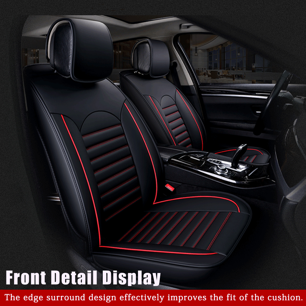 Universal-Wear-Resistant-Front--Rear-PU-Leather-Semi-Enclosed-Car-Seat-Cover-Set-1823458-10