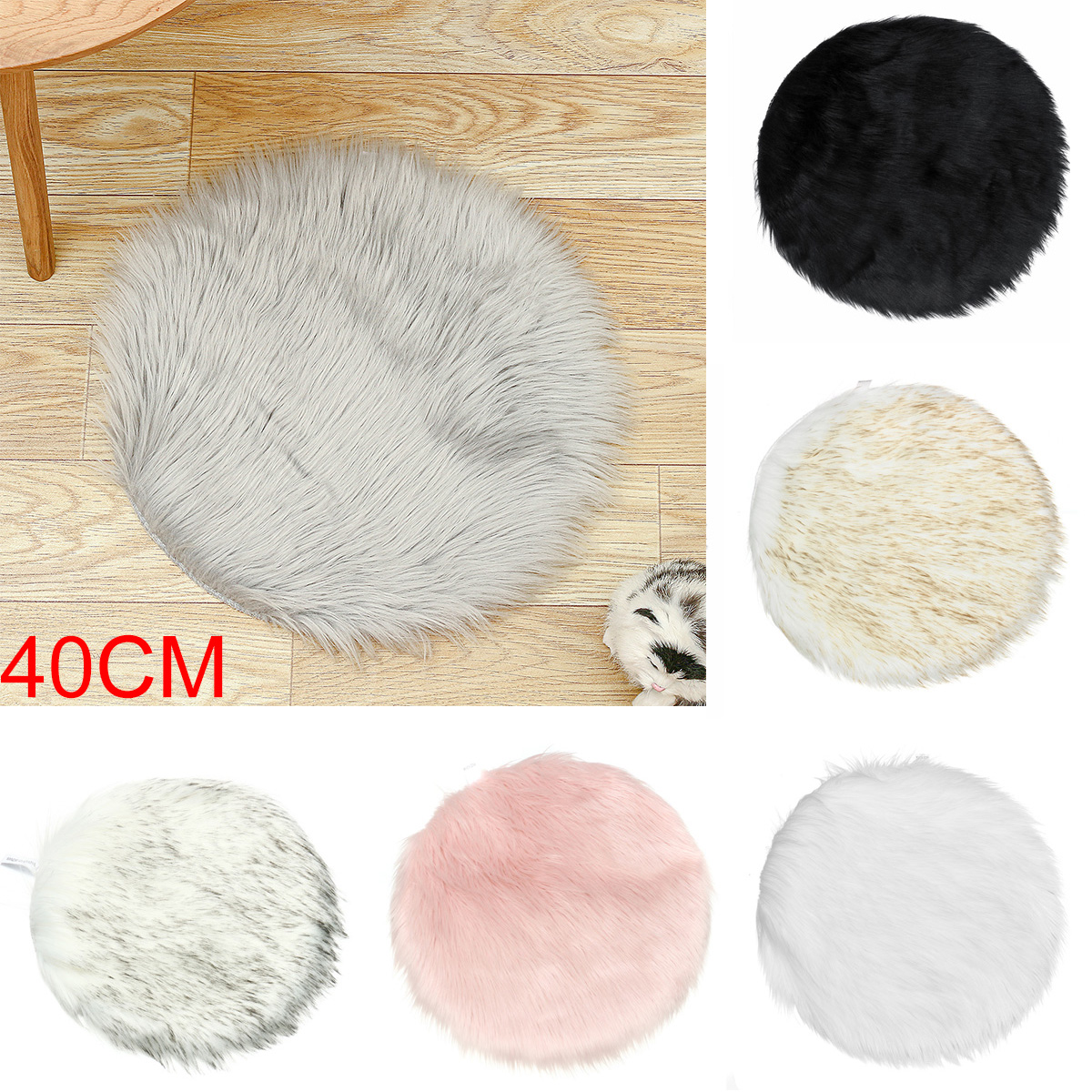 40cm-Fluffy-Rug-Round-Pad-Carpet-Hairy-Fur-Shag-Sheepskin-Bedroom-Floor-Mat-1621268-1