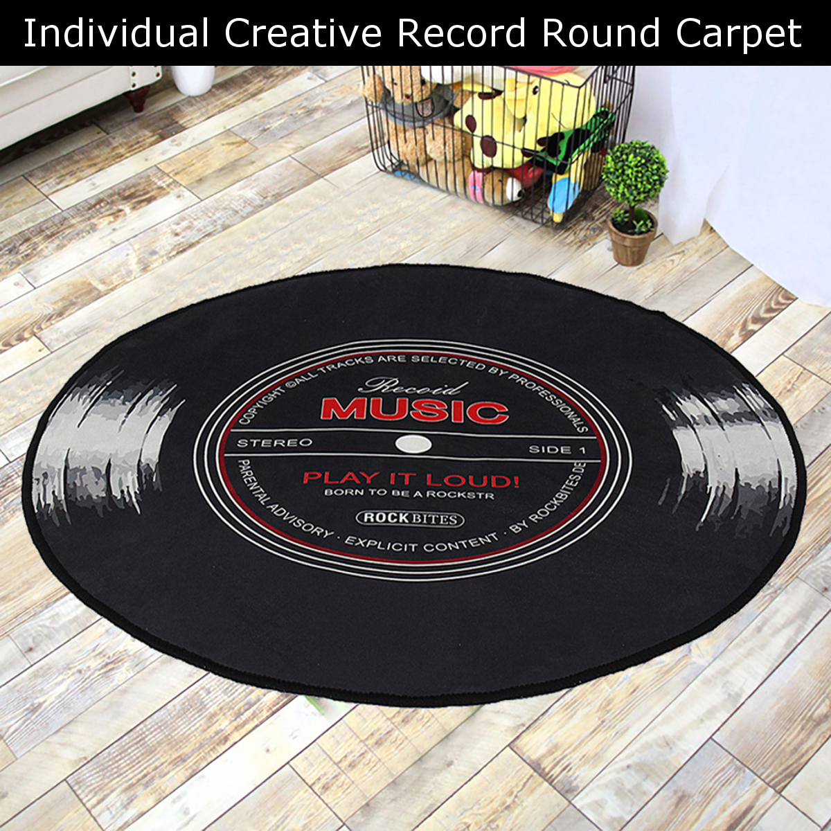 60-120cm-Retro-Music-CD-Record-Printed-Soft-Round-Floor-Mat-Room-Area-Carpet-Rug-1557780-1