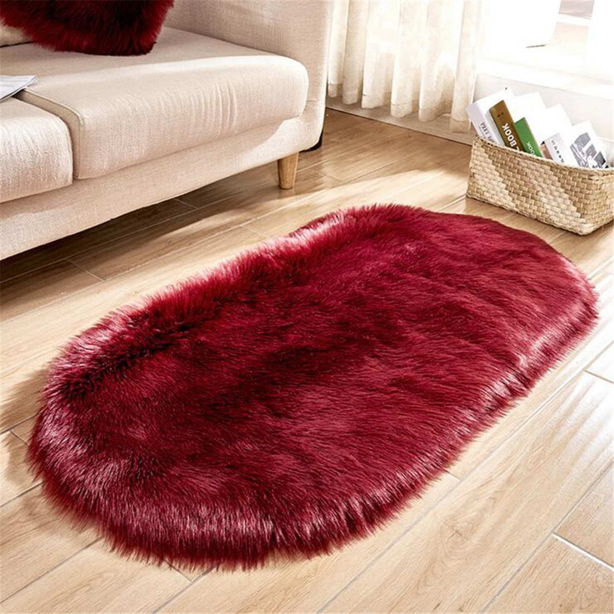 80x180CM-Fluffy-Oval-Carpet-Living-Room-Sofa-Cold-proof-Foot-Mat-Bedroom-Non-slip-Mat-1958666-11