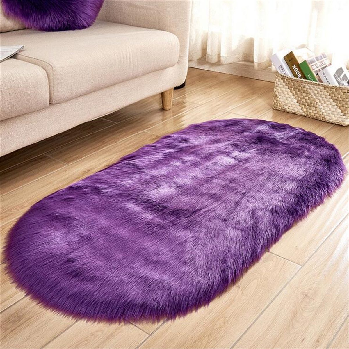 80x180CM-Fluffy-Oval-Carpet-Living-Room-Sofa-Cold-proof-Foot-Mat-Bedroom-Non-slip-Mat-1958666-15