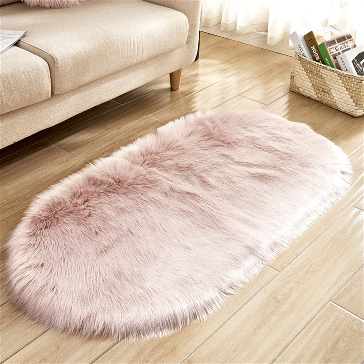 80x180CM-Fluffy-Oval-Carpet-Living-Room-Sofa-Cold-proof-Foot-Mat-Bedroom-Non-slip-Mat-1958666-10