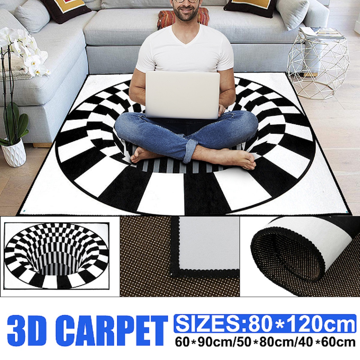 Durbale-Anti-Slip-Floor-Mat-Non-Woven-Black-White-Doormat-for-Living-Dinning-Room-Bedroom-Kitchen-1701320-2
