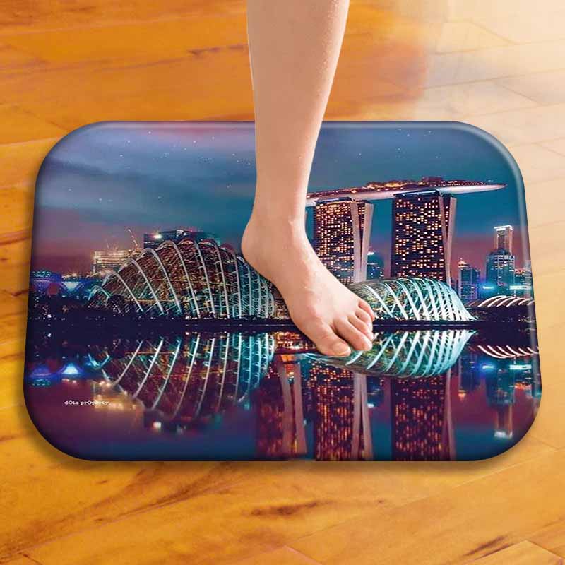 Honana-BX-31-40x60cm-3D-Painting-City-Pattern-Coral-Fleece-Mat-Absorbent-Bathroom-Anti-Slip-Carpet-1138992-2