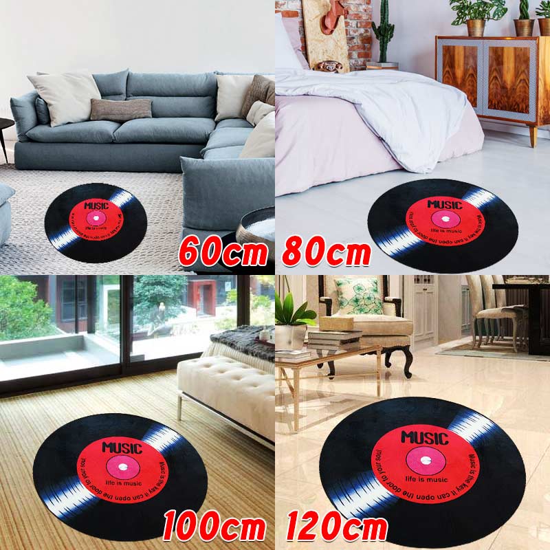 Non-Slip-Retro-Round-Record-Coaster-Printing-Soft-Floor-Mat-Carpet-Room-Area-Rug-1412671-2