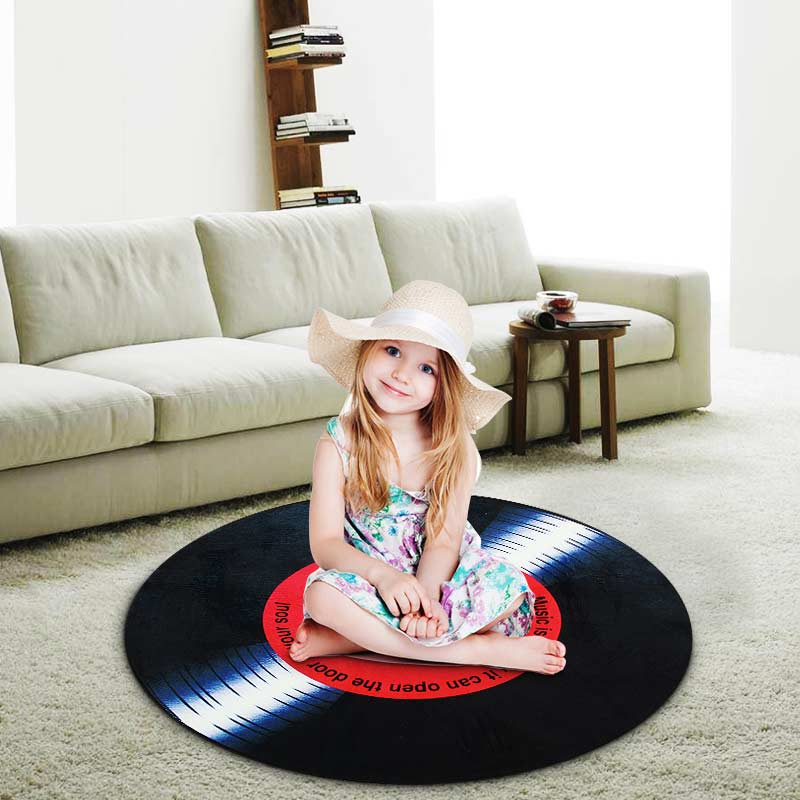 Non-Slip-Retro-Round-Record-Coaster-Printing-Soft-Floor-Mat-Carpet-Room-Area-Rug-1412671-6