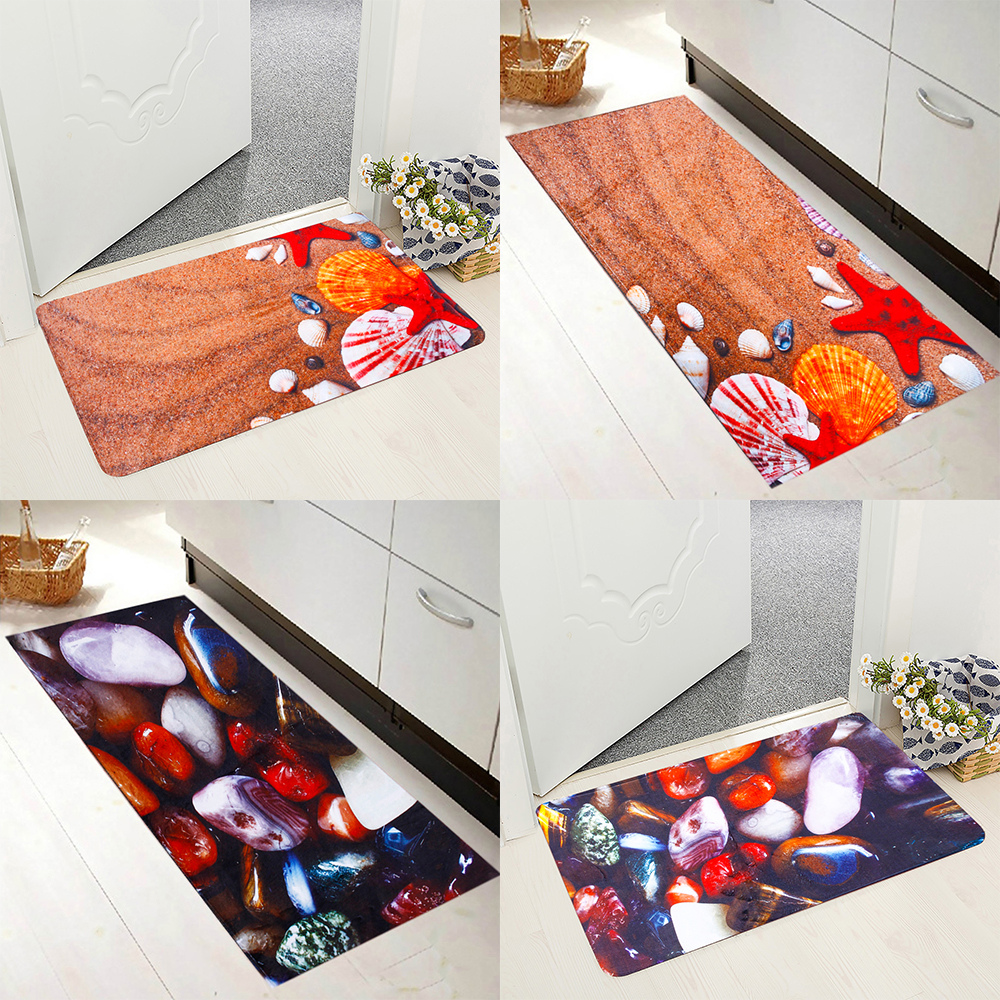 Starfish-Color-Cobblestone-Print-Flannel-Mat-Set-Waterproof-Non-slip-Carpet-1549990-2