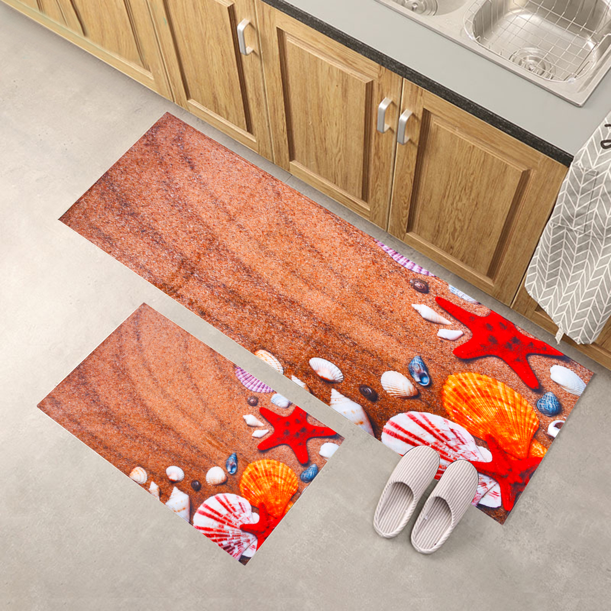 Starfish-Color-Cobblestone-Print-Flannel-Mat-Set-Waterproof-Non-slip-Carpet-1549990-5