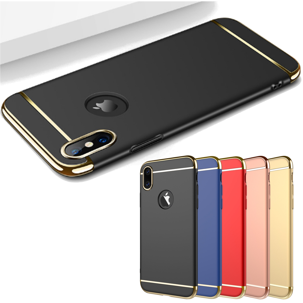 3-In-1-Plating-Anti-Fingerprint-Acrylic-PC-Case-Cover-for-iPhone-X-1229123-5