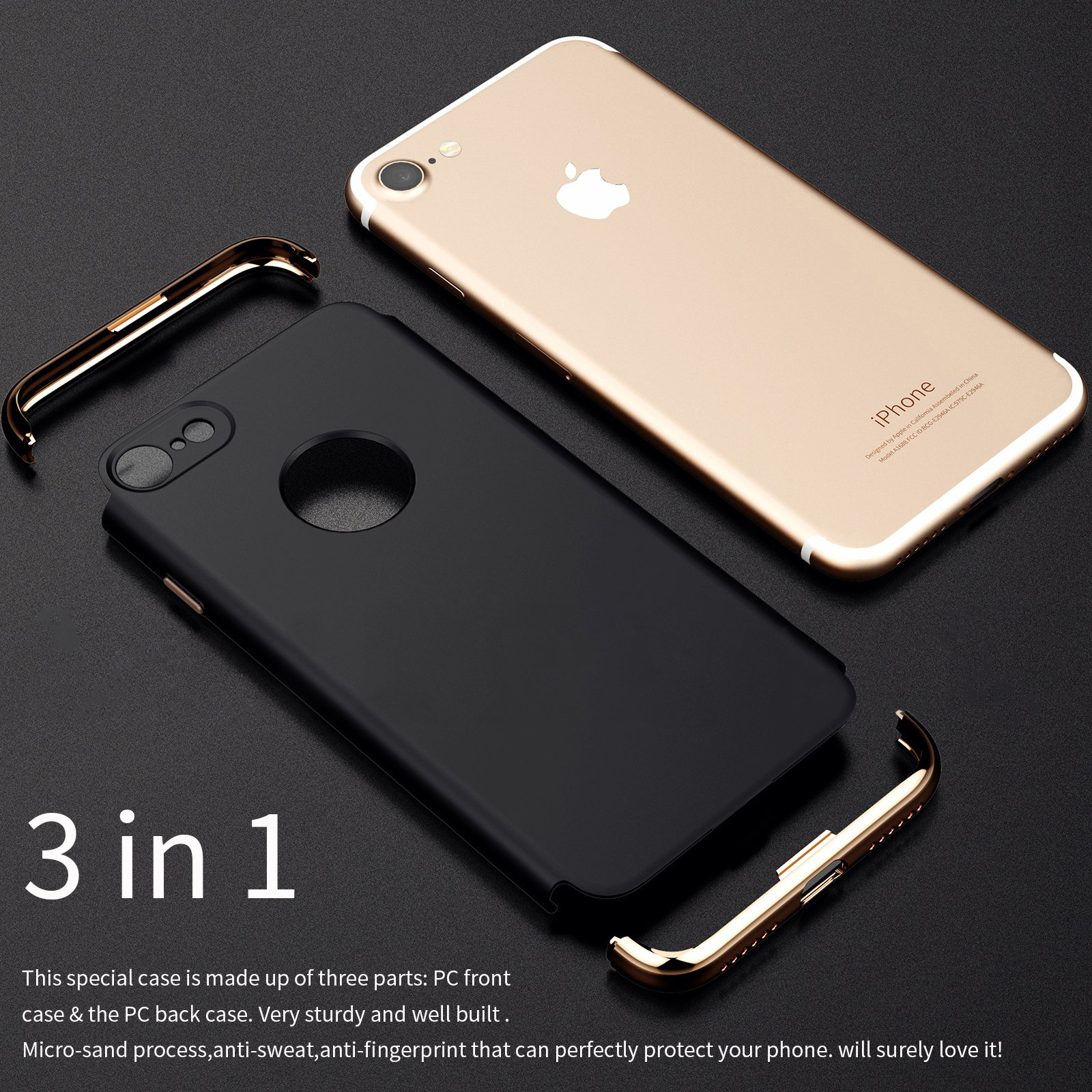 3-In-1-Ultra-Thin-Plating-Hard-PC-Case-For-iPhone-7--iPhone-8-Non-original-1094612-1