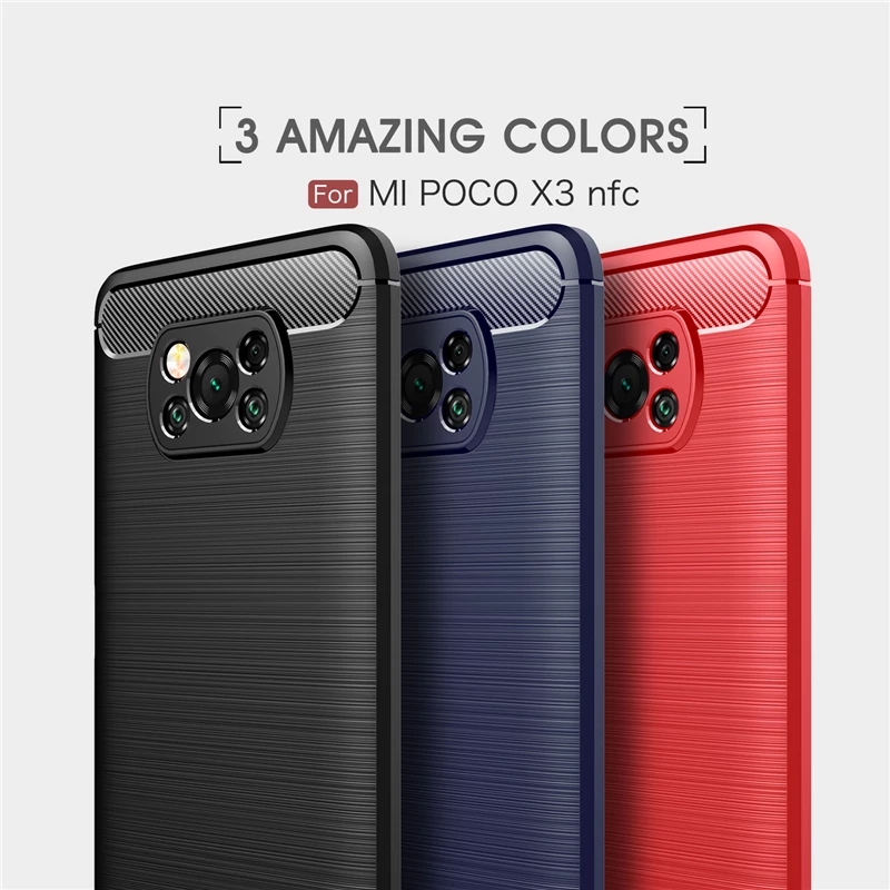 Bakeey--for-POCO-X3-PRO---POCO-X3-NFC-Case-Carbon-Fiber-Texture-with-Lens-Protector-Shockproof-Silic-1820462-1