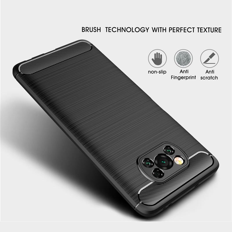 Bakeey--for-POCO-X3-PRO---POCO-X3-NFC-Case-Carbon-Fiber-Texture-with-Lens-Protector-Shockproof-Silic-1820462-3