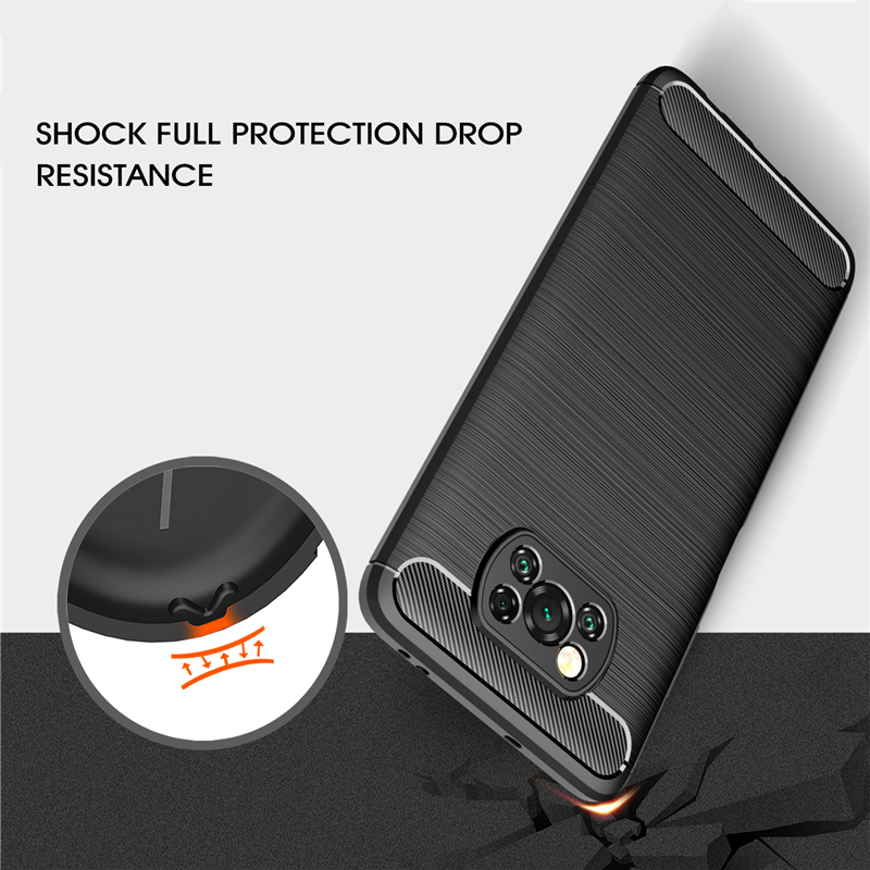 Bakeey--for-POCO-X3-PRO---POCO-X3-NFC-Case-Carbon-Fiber-Texture-with-Lens-Protector-Shockproof-Silic-1820462-4